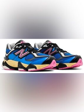 New Balance Blue and Pink Kids' Sneakers with Yellow Accents